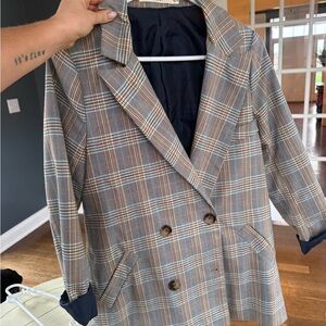 Ellison Plaid Double-Breasted Blazer size small
